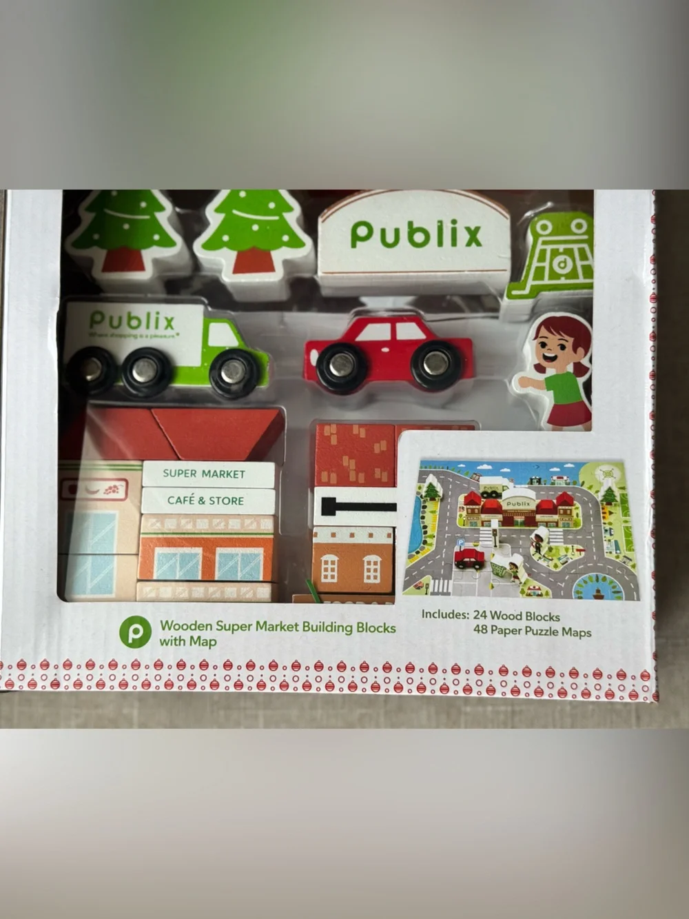 Wooden Building Blocks With Puzzle Map Publix Supermarket 24 Wood Pc 48 Puzzle